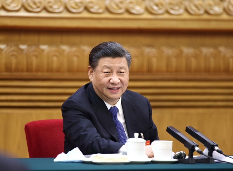 2021年3月5日，習(xí)近平總書記參加十三屆全國(guó)人大四次會(huì)議內(nèi)蒙古代表團(tuán)的審議。