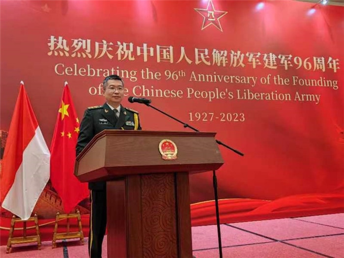 圖為徐勝武官致辭。中國駐印度尼西亞使館供圖