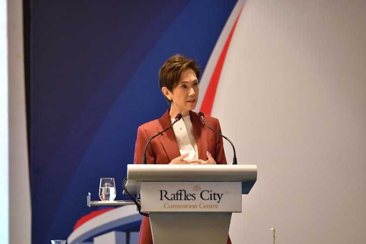 新加坡通訊及新聞部長(zhǎng)兼內(nèi)政部第二部長(zhǎng)楊莉明。新加坡南洋理工大學(xué)供圖