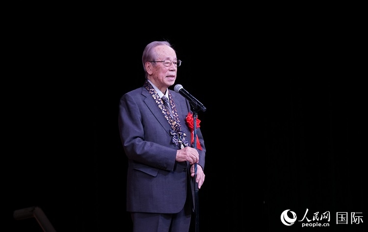 日本前首相福田康夫發(fā)表致辭。人民網(wǎng) 蔣曉辰攝