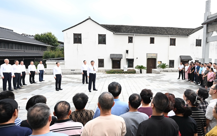 9月20日下午，習(xí)近平總書記在楓橋經(jīng)驗(yàn)陳列館考察。新華社記者 燕雁 攝