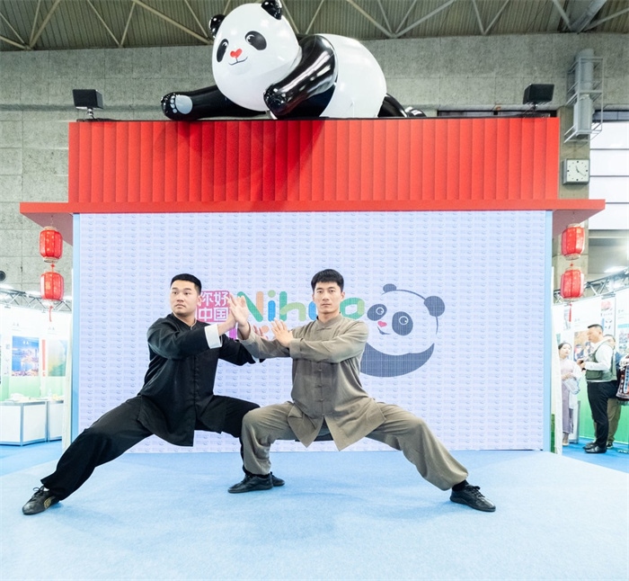 日本國際旅游博覽會期間中國展館的太極拳表演。圖片由中國駐東京旅游辦事處提供