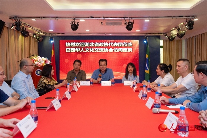 湖北省政協(xié)經(jīng)濟(jì)委員會主任王兆民（中）在座談會上致辭。 人民網(wǎng)記者 陳海琪攝