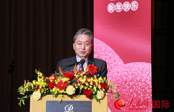 日本前首相鳩山由紀夫致辭。人民網(wǎng) 許可攝