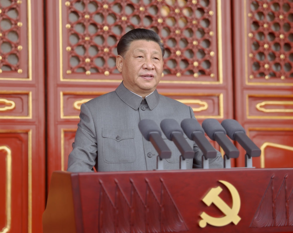 2021年7月1日，慶祝中國共產黨成立100周年大會在北京天安門廣場隆重舉行。習近平發(fā)表重要講話。新華社記者 鞠鵬 攝