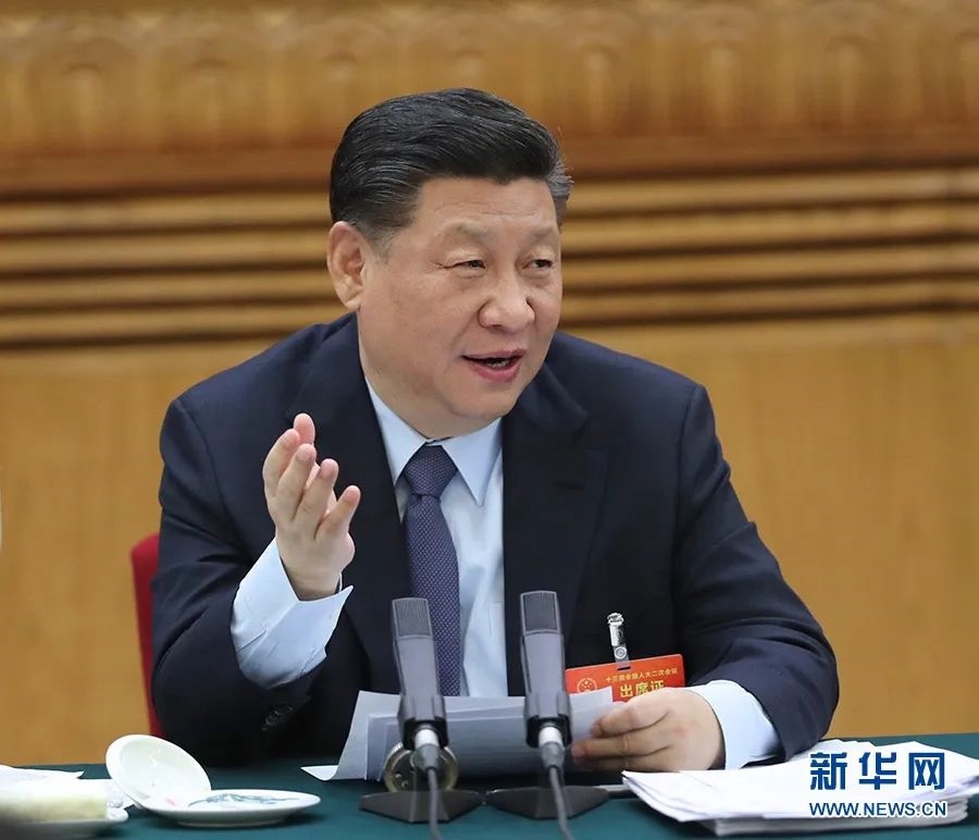 2019年3月7日，習(xí)近平參加十三屆全國(guó)人大二次會(huì)議甘肅代表團(tuán)的審議。新華社記者 鞠鵬 攝