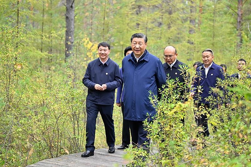 △2023年9月6日，習(xí)近平總書記在大興安嶺地區(qū)漠河市漠河林場(chǎng)自然林區(qū)考察。