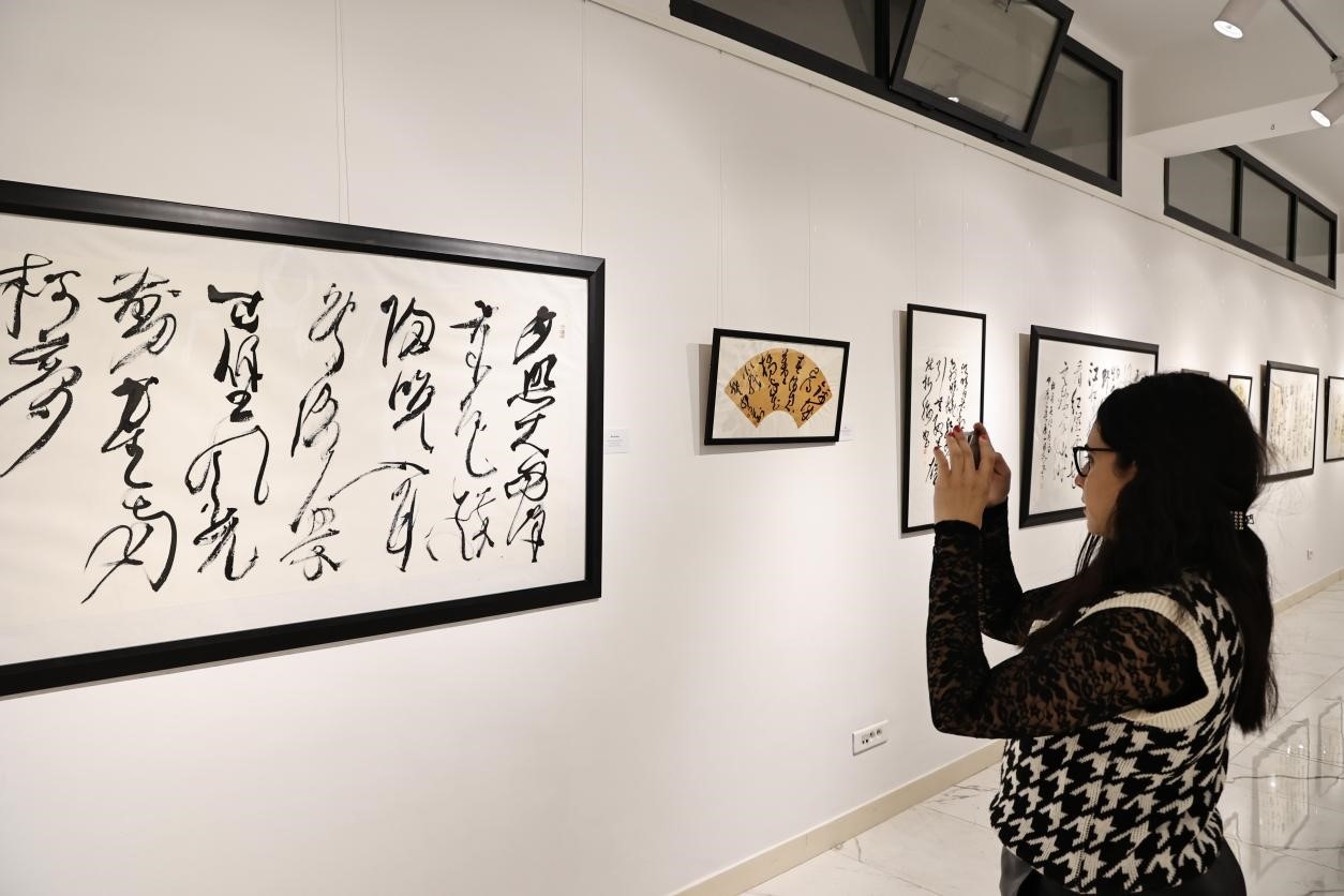 觀眾參觀書法展。拉巴特中國文化中心供圖