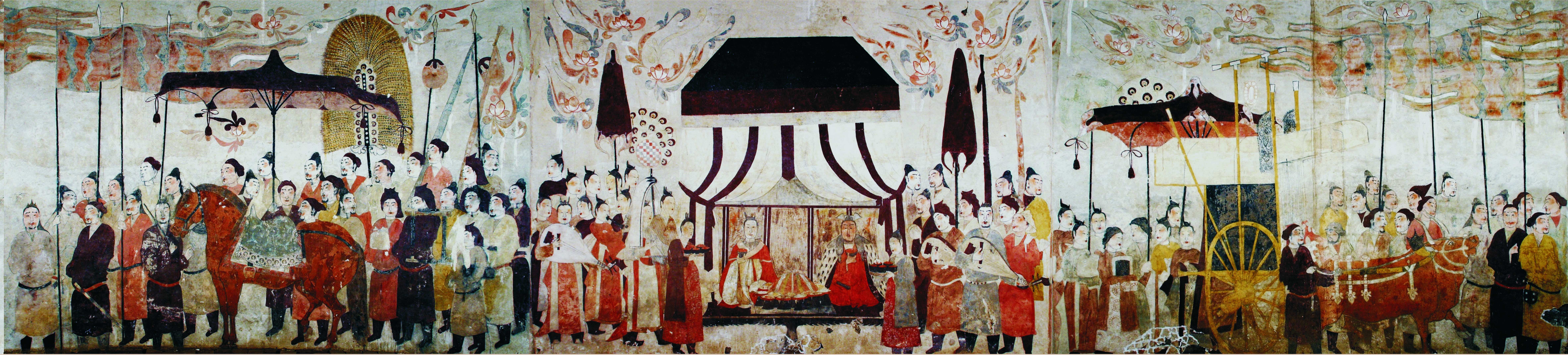 這是徐顯秀墓室壁畫展開圖。太原北齊壁畫博物館供圖