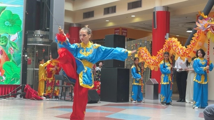 羅馬尼亞人舞龍舞獅隊進行精彩表演。中國駐羅馬尼亞大使館領僑處供圖