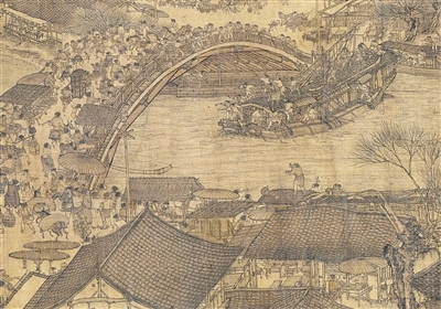 中國畫《清明上河圖》（局部），作者為北宋張擇端。 故宮博物院藏