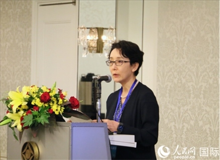 日本貿(mào)易振興機(jī)構(gòu)（JETRO）企劃部海外地區(qū)戰(zhàn)略主管日向裕彌致辭。人民網(wǎng) 許可攝