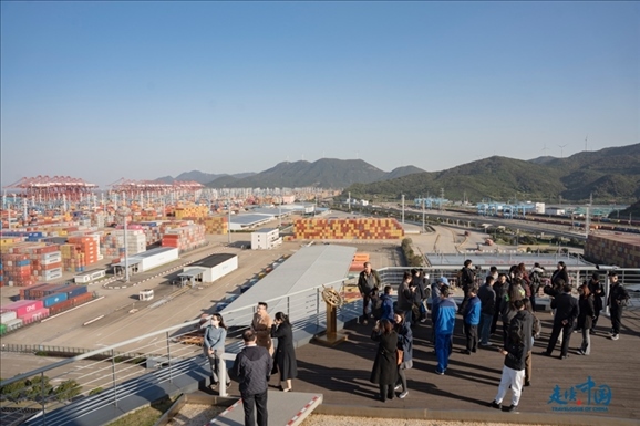 媒體團(tuán)走進(jìn)寧波舟山港北侖港區(qū)。環(huán)球網(wǎng)供圖