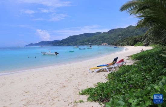 3月19日，游客在塞舌爾馬埃島海邊休閑。新華社記者 董江輝 攝