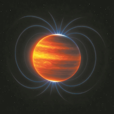 木星磁場(chǎng)（藝術(shù)圖）。圖片來源：物理學(xué)家組織網(wǎng)
