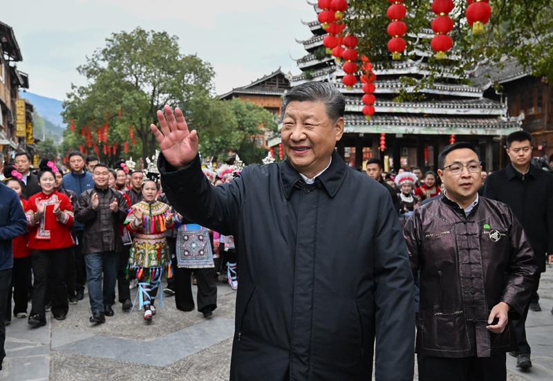 △2025年3月17日，習(xí)近平總書記在貴州黎平縣肇興侗寨考察。